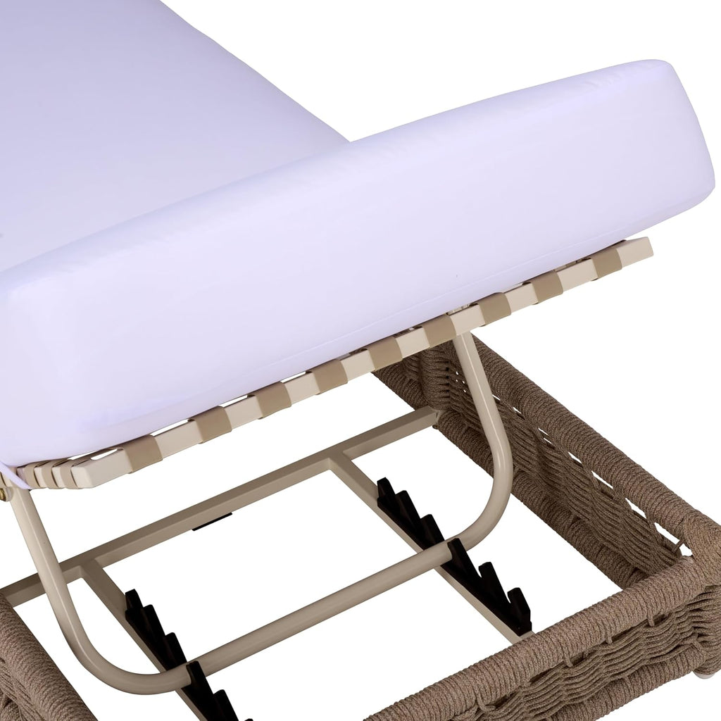 Outdoor Patio Furniture Collection - Callan Heather Tan Rope & White Cushion Lounger, Fully Assembled Outdoor Chaise
