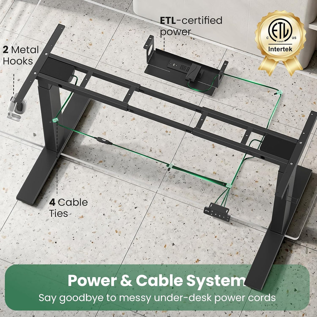 Dual Motor Standing Desk Frame for Tops up to 75" - 280 lbs Capacity | 27.9"-45" Height Adjustable Desk Legs with 3