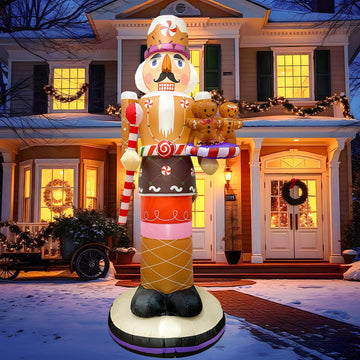 8 FT Christmas Inflatables Nutcracker Gingerbread Outdoor Decorations