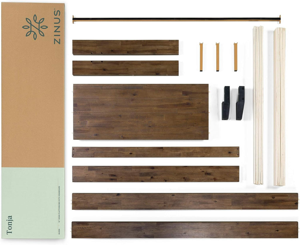 Tonja Wood Platform Bed Frame with Headboard, Mattress Foundation with Wood Slat Support, No Box Spring Needed
