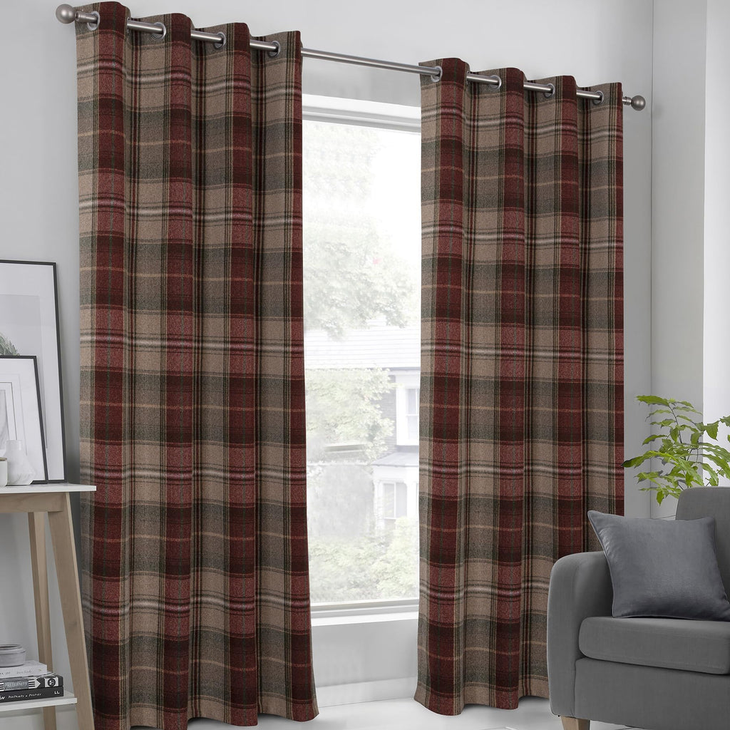 100% Blackout Woolen Look Plaid Curtains Modern Window Panels Checkered Tartan Curtains Bedroom 2 Panels Christmas