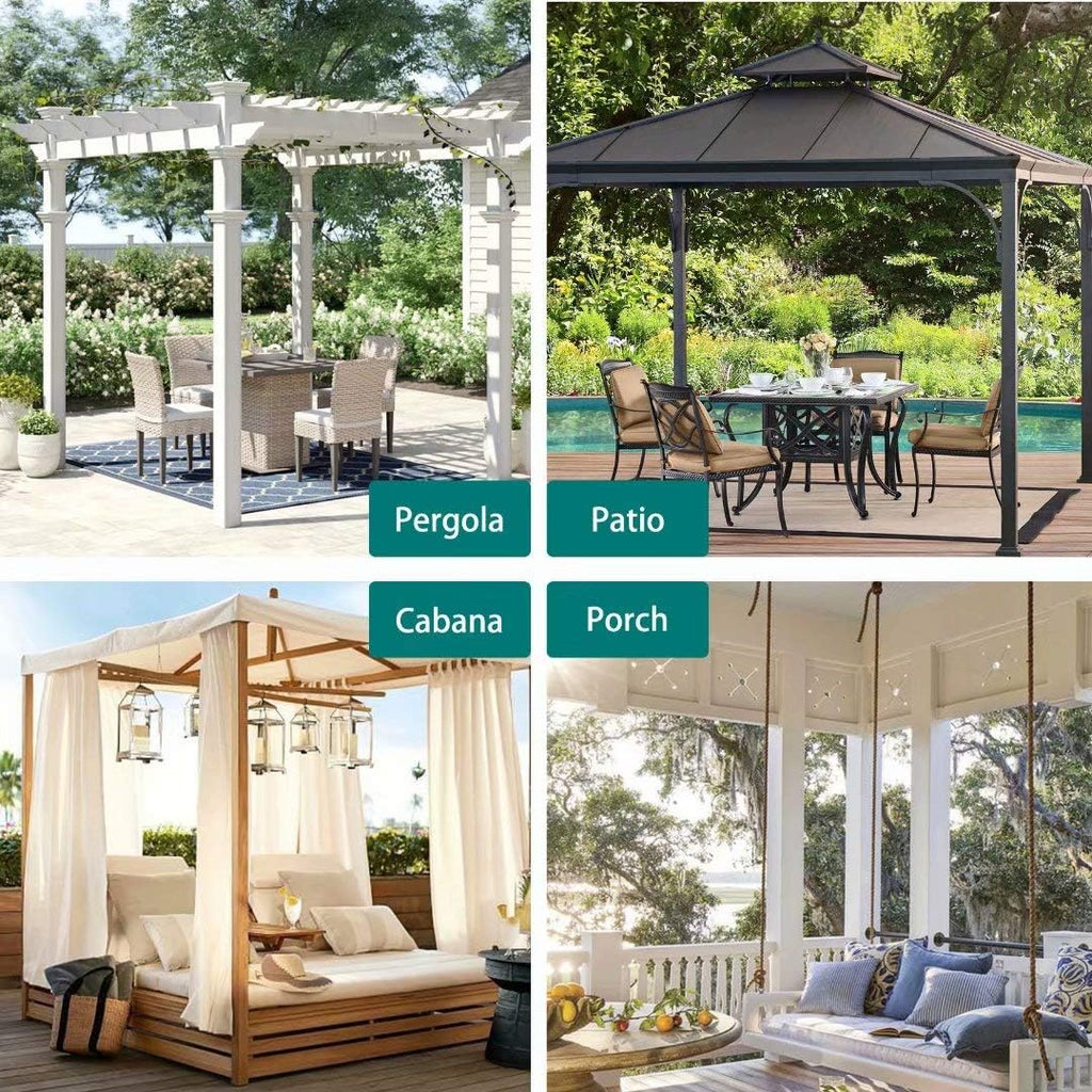 Indoor/Outdoor Curtains Waterproof Tab Top Patio Curtains | Sun Blocking Set of 2 Panels Thermal Insulated Curtain
