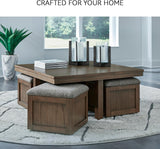 Boardernest Casual Coffee Table with 4 Storage Stools, Dark Brown