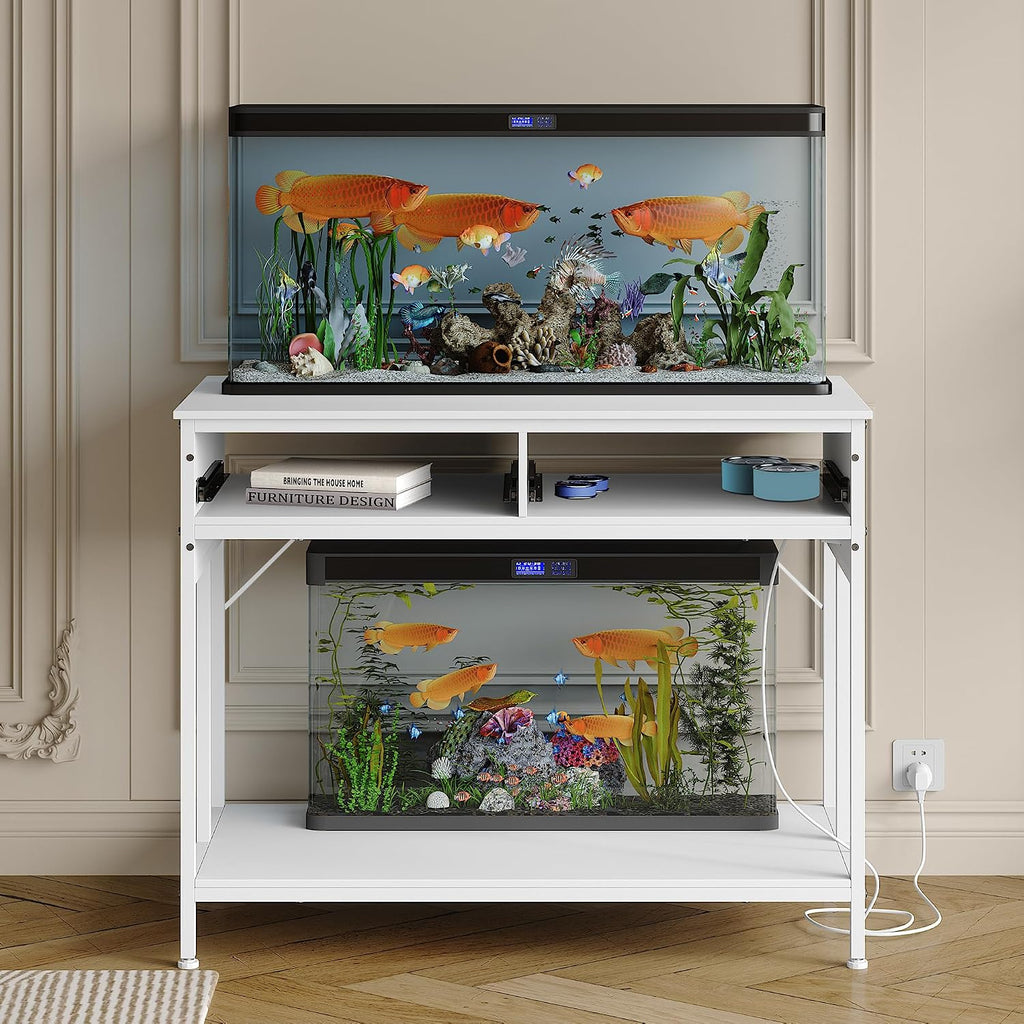 40 Gallon Fish Tank Stand with Outlet, Double Aquarium Tank Stand
