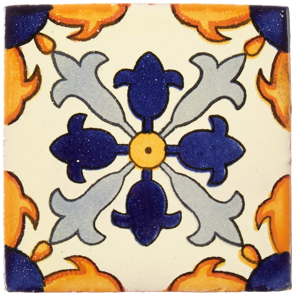 Ceramic Talavera Mexican Tile 4x4, 9 Pieces -EX62