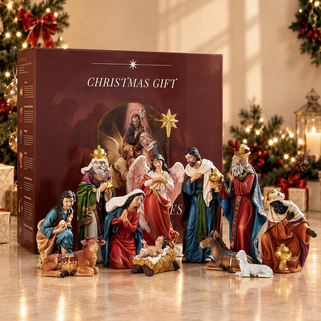 Nativity Sets for Christmas Indoor Set of 13 Pieces 5.9 Inch Tall