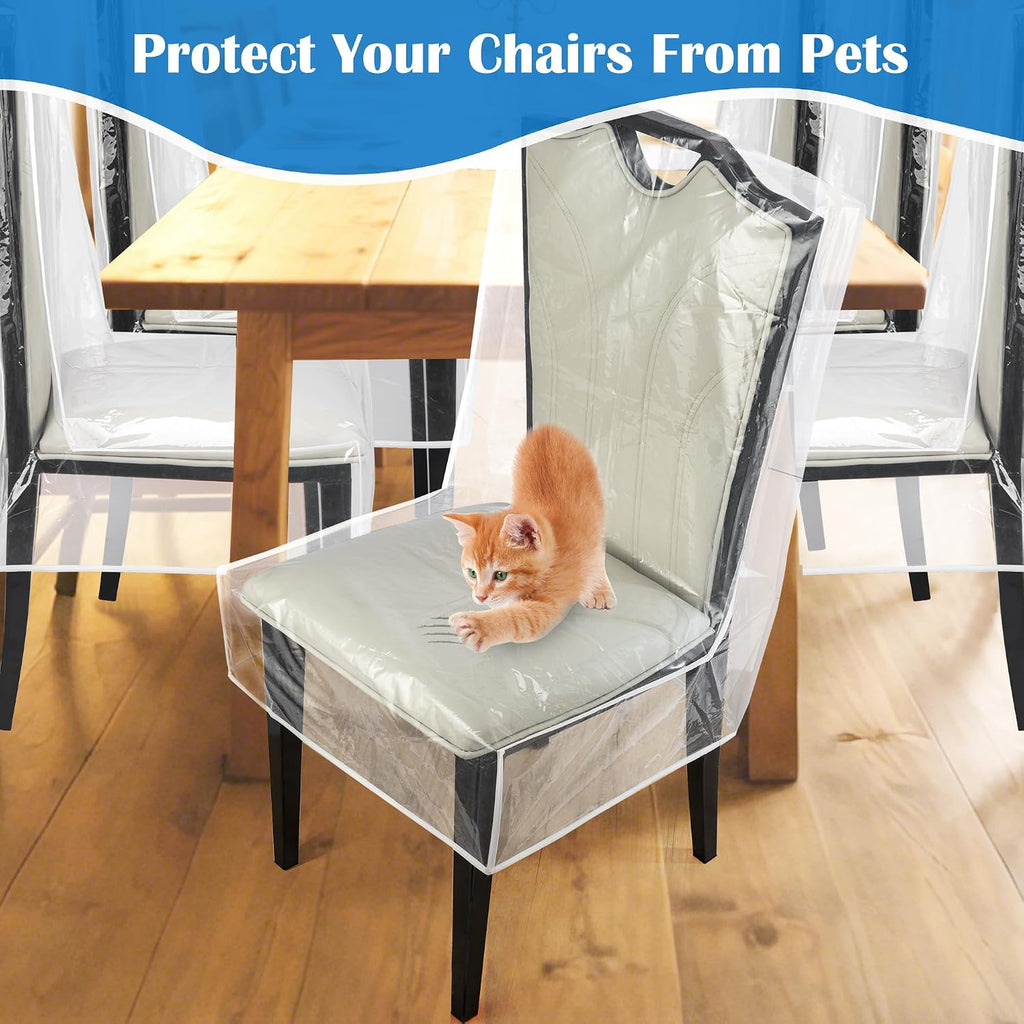 Dining Chair Covers, Waterproof Kitchen Chair Protectors, Clear Plastic Seat Chair Protector, Keep Your Chair Away from