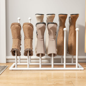 Freestanding Boot Rack, Shoe Storage Organizer Fit for 6 Pairs, White