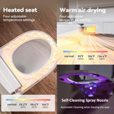 Wall Hung Smart Toilet, Elongated Wall Hung Toilet with Bidet Built In, Heated Seat, Warm Water Wash, Air Dryer