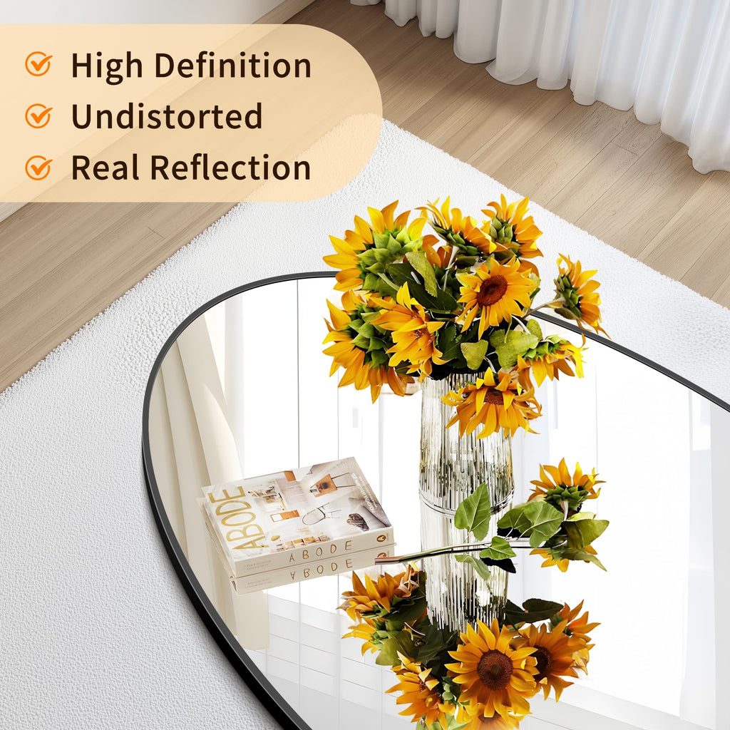 Bathroom Mirrors, 20" x40" Black Mirrors, Oval Vanity Mirrors, Metal Framed Wall Mounted Mirrors, Vertical/Horizontal