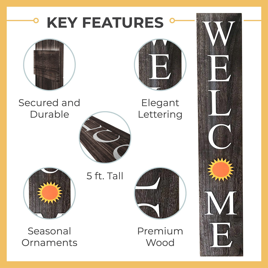 Extra Large 5FT Premium Wooden Interchangeable Welcome Sign for Front Door Porch Sign - 5 ft (58 x 11 Inch) 8