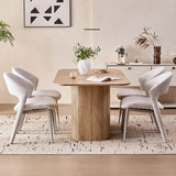 Large 63" Large Dining Table for 4 6, [Rounded Corners] [Grooved Pedestal Base] Modern Rectangle Kitchen Dinner