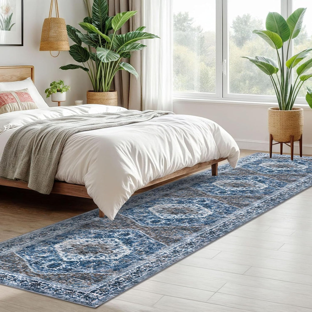 Long Runners for Hallways 2x10 Ft Washable Kitchen Runner Rug Boho Runner Rug for Entryway Indoor Bl