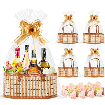 Bamboo Baskets for Gifts Empty, Large Woven Gift Basket Empty