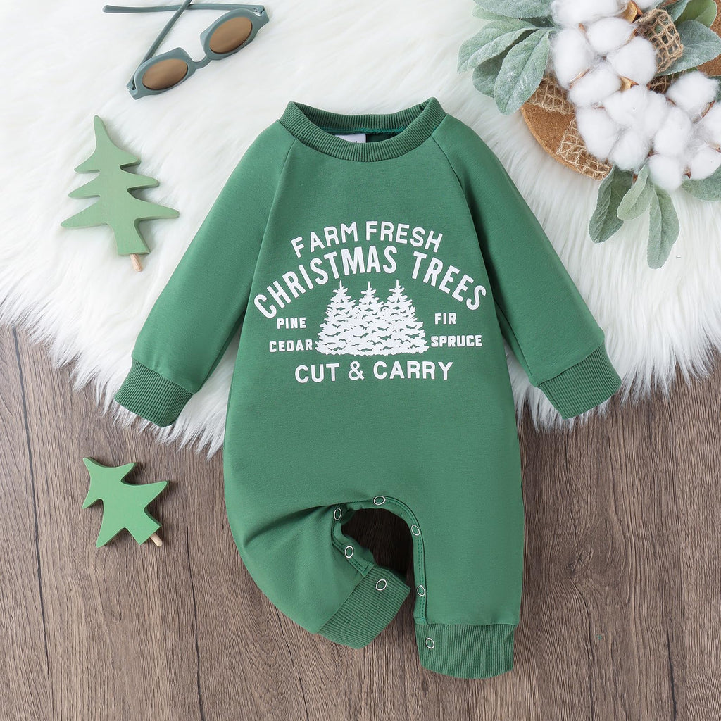 Christmas Newborn Baby Girl Boy Onesie Romper Santa Baby Print Ruffle Button Down Jumpsuit Infant Coming Home Outfit