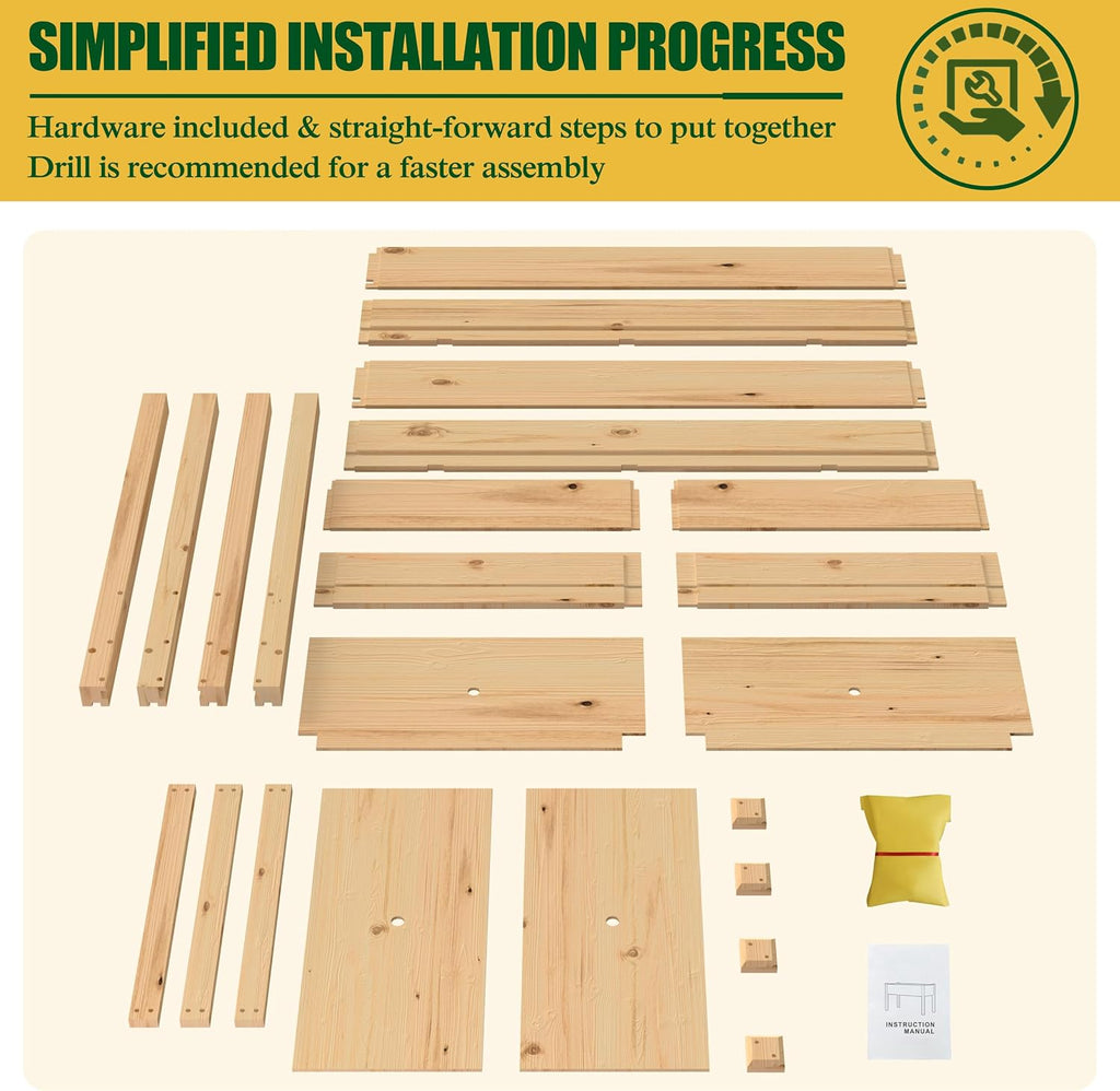 48"W x 24"D x 30"H Raised Garden Bed, Cedar Garden Bed with Detachable Black Liner, Drainage Holes, Raised Garden