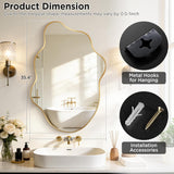 Gold Mirror Irregular Wall Mirror, Asymmetrical Mirror, Irregular Bathroom Mirror, Decorative Wall Mirror, Wavy
