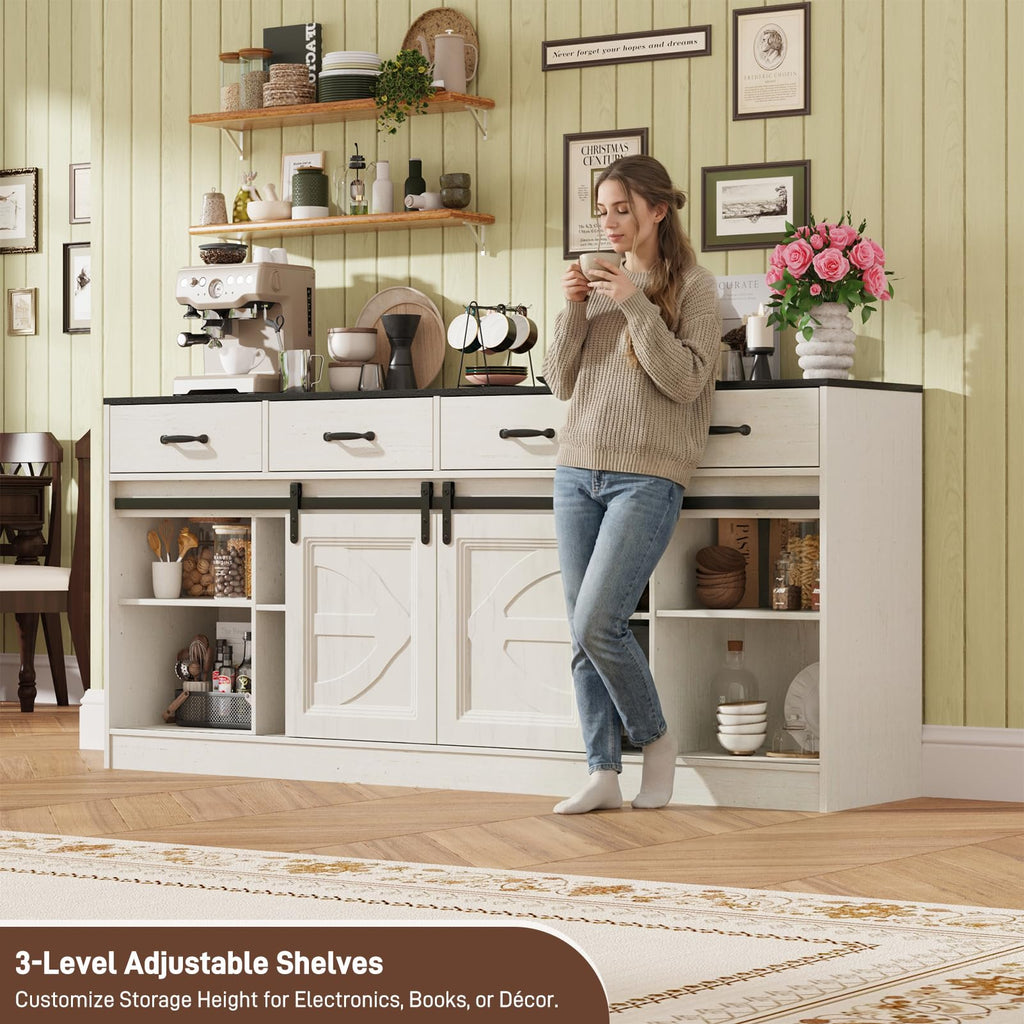 70" Large Farmhouse Tall TV Stand for 85/80/75/70 Inch TVs, 4 Drawers, Multi