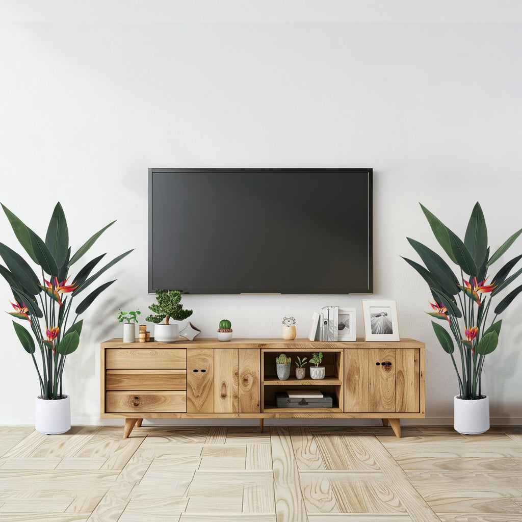 Artificial Bird of Paradise Plant 48in(4Ft) Tall Fake Banana Plant for Indoors and Outdoors, Artificial Flowers, Faux