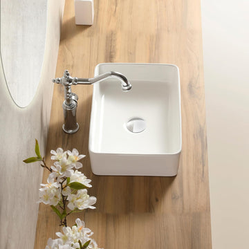 16"x12"Rectangular Vessel Sink,Ceramic Small Bowl Bathroom Vessel Sink