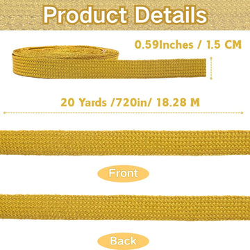 1.5 CM Gold Ribbon Jacquard Ribbon Embroidered Fabric - 20 Yards