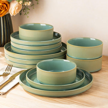 Dinnerware sets for 4, 12 Piece Stoneware Plates and Bowls sets