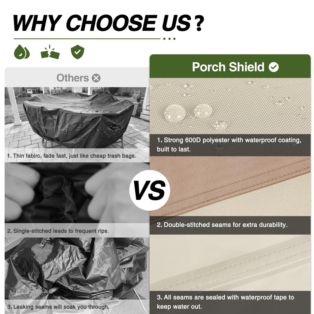 Waterproof Round Patio Table Cover 96 inch, Light Tan & Khaki