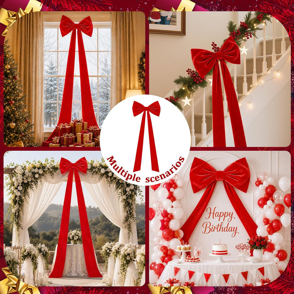 Extra Large Christmas Tree Topper Bow, 118x28 Giant Bow for Christmas Tree
