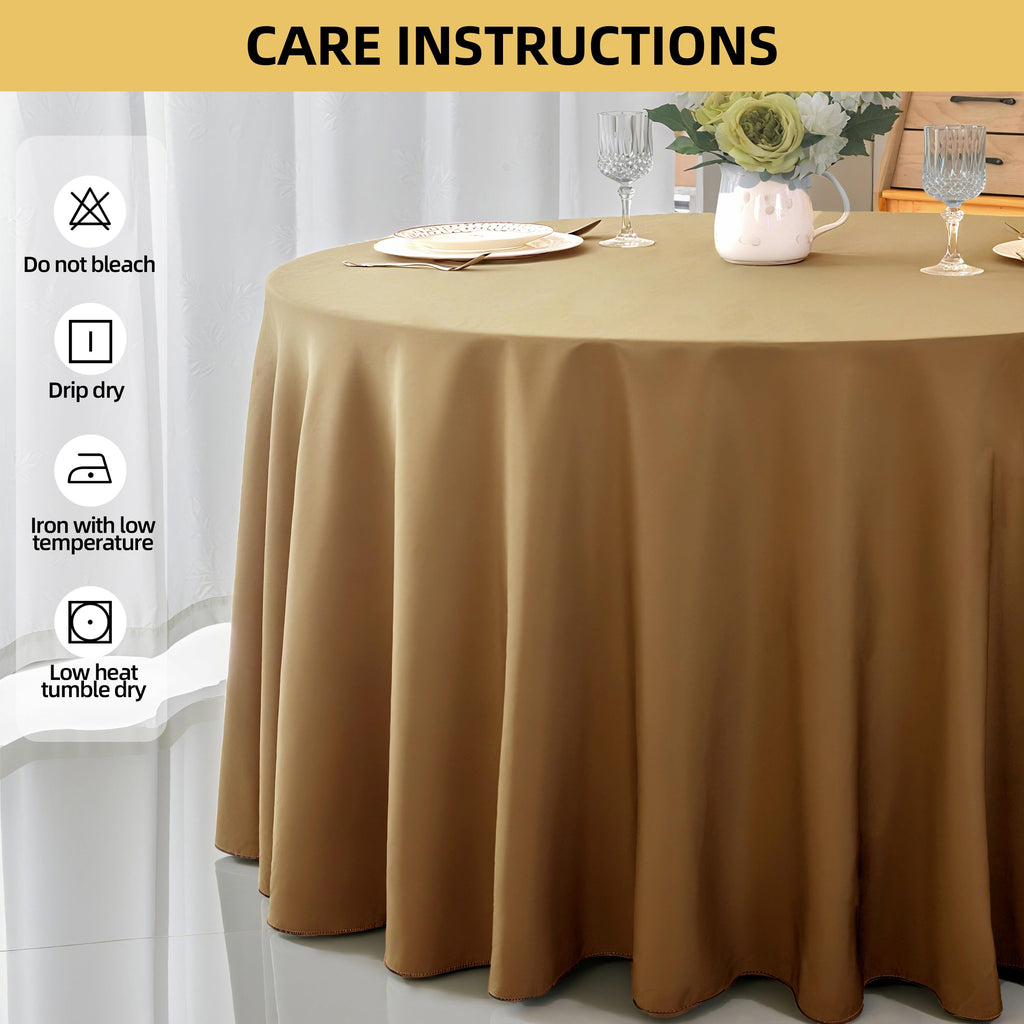 2-Pack Round 90-inch Coffee Table Cloths, Solid Stain and Wrinkle Resistant Circular Tablecloth, Premium Plain Weave