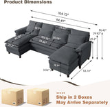 110" Comfy Cloud Couch Sectional Sofa with Lumbar Pillows