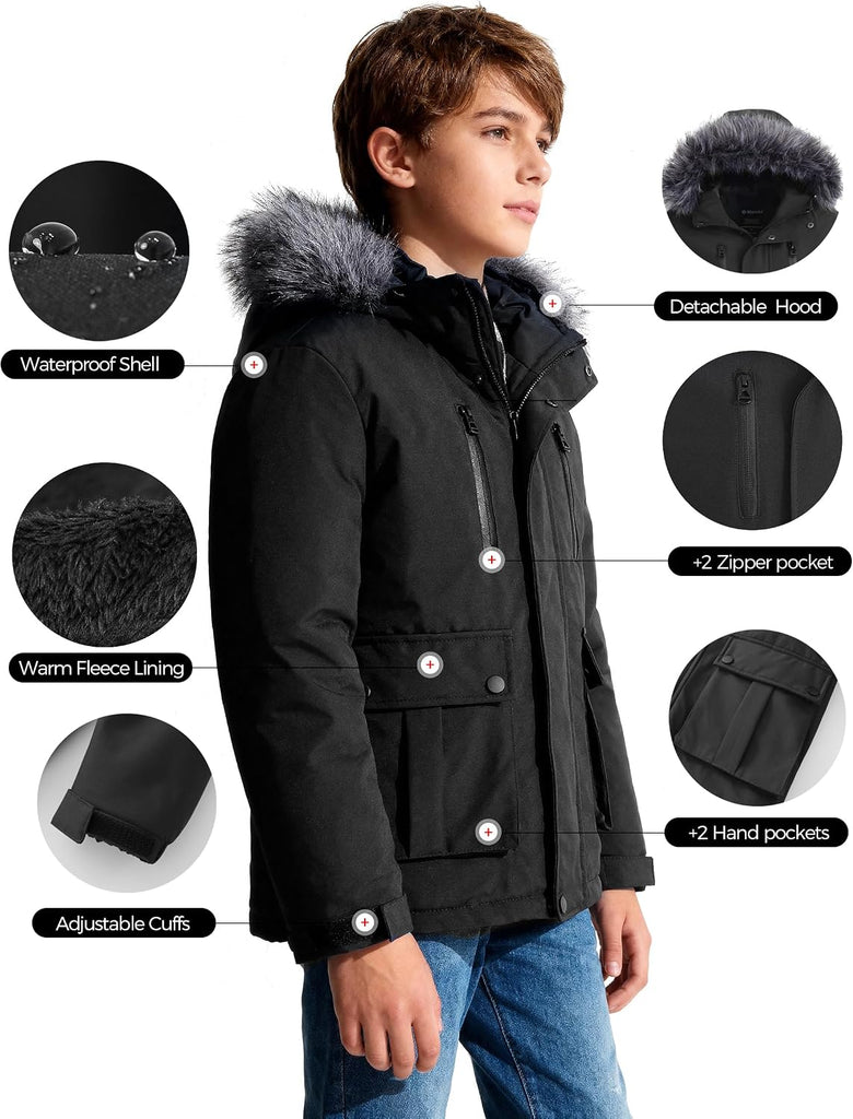 Boys Winter Coat Waterproof Windbreaker Snow Ski Jacket Warm Thick Kids Coats Rain Jackets