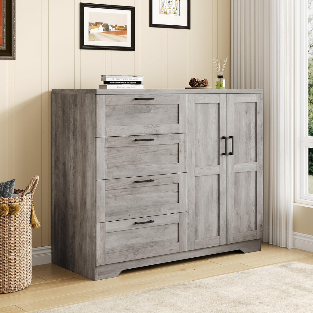 43.3'' H Armoire Wardrobe Closet with 4 Drawers, Wooden Dresser