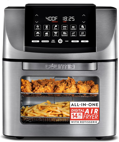 Air Fryer - 14 Qt All-in-One Rotisserie Oven with Digital Display, 12 Presets, Roast, Bake, Broil, D
