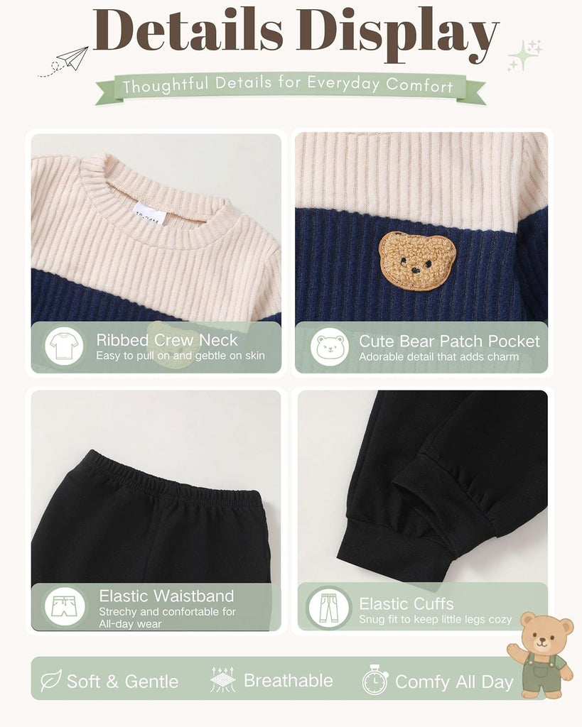 Toddler Boy Clothes Fall Winter Outfit Sweatshirt Pants Set