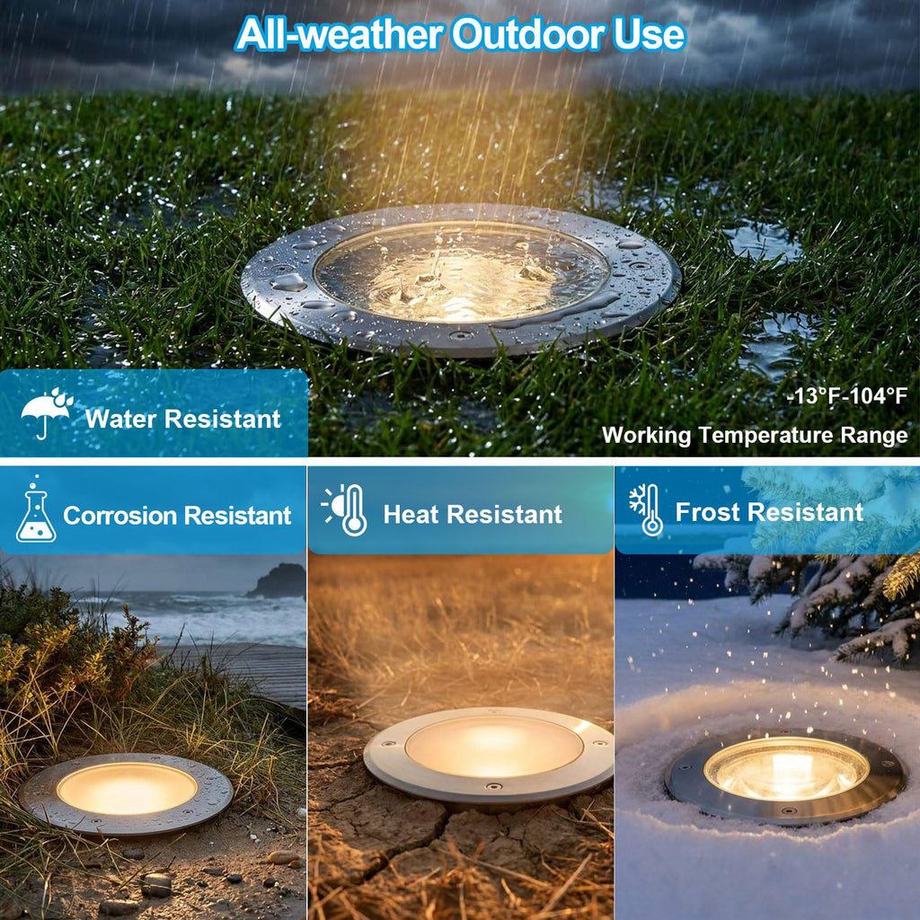 6 Inch Landscape Lights, 120V Hardwired In-Ground Uplights, 4 Pack