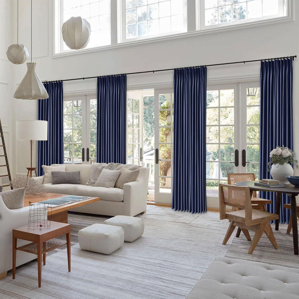 Light Filtering Pinch Pleated Drapes Velvet Drapes for French Door Thermal Insulated Curtain for Living Room Privacy