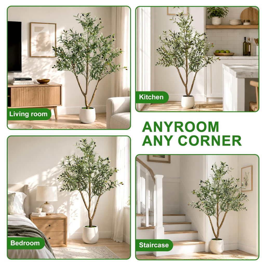 5FT Olive Trees Artificial Indoor with Lights, Realistic Faux Olive Plant