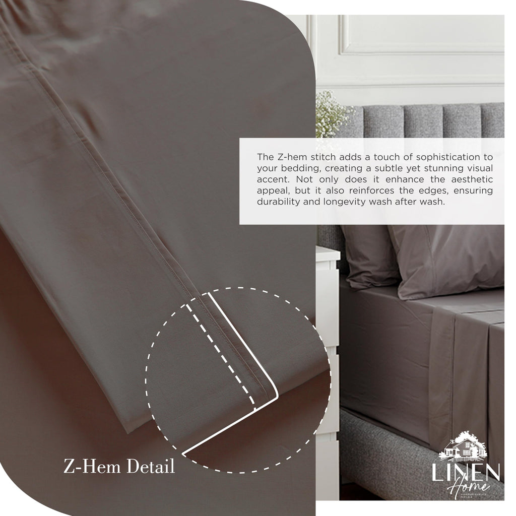 100% Cotton Percale Sheets, 4 Pc Cooling Set - Charcoal