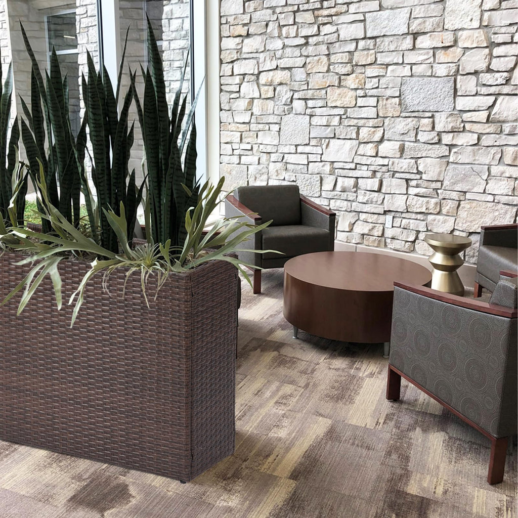 Large Rectangular Planter for Outdoor Rattan Block Box 32x11x24''