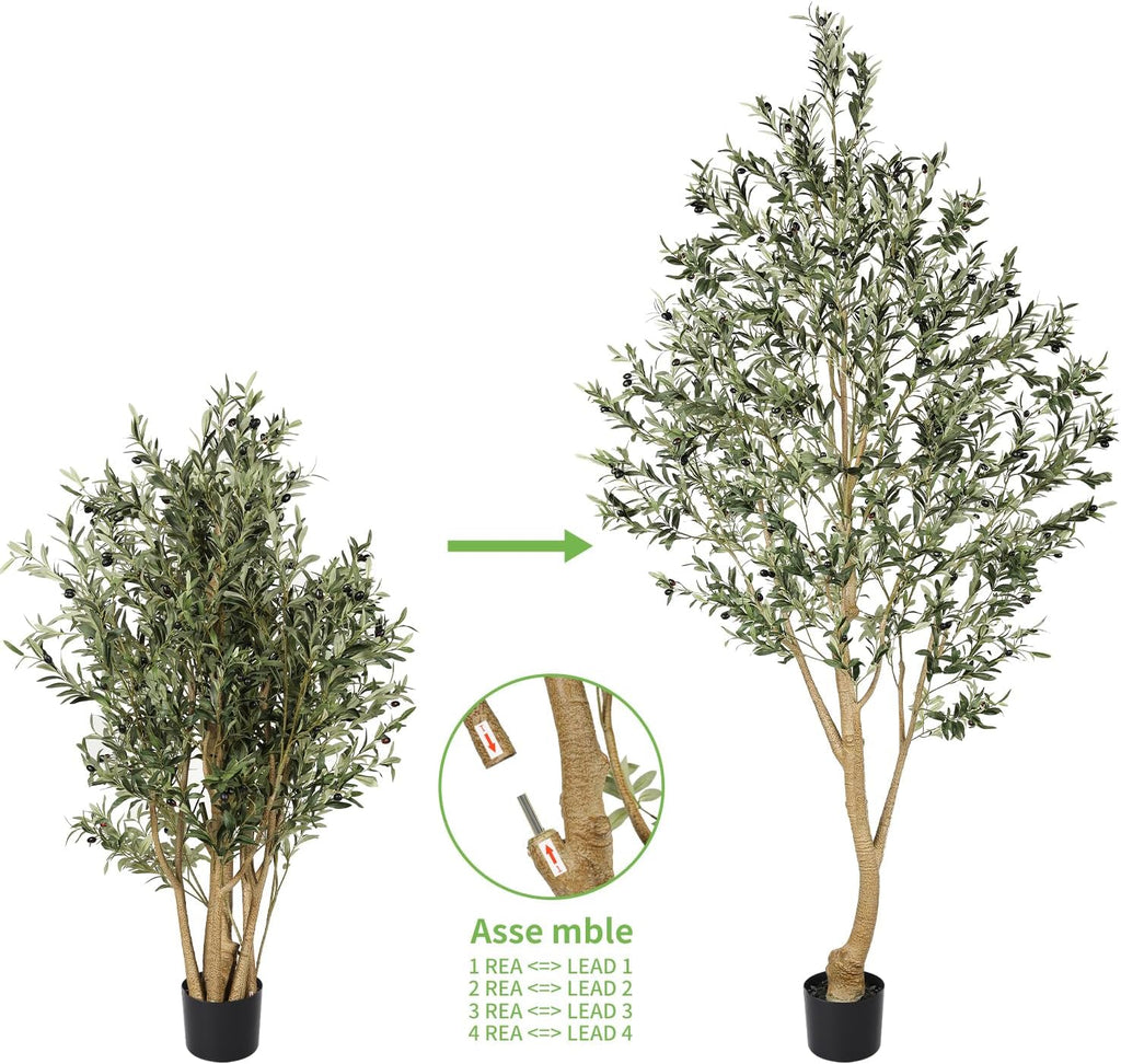 Tall Faux Olive Tree 9ft with Thick Trunk & Realistic Leaves