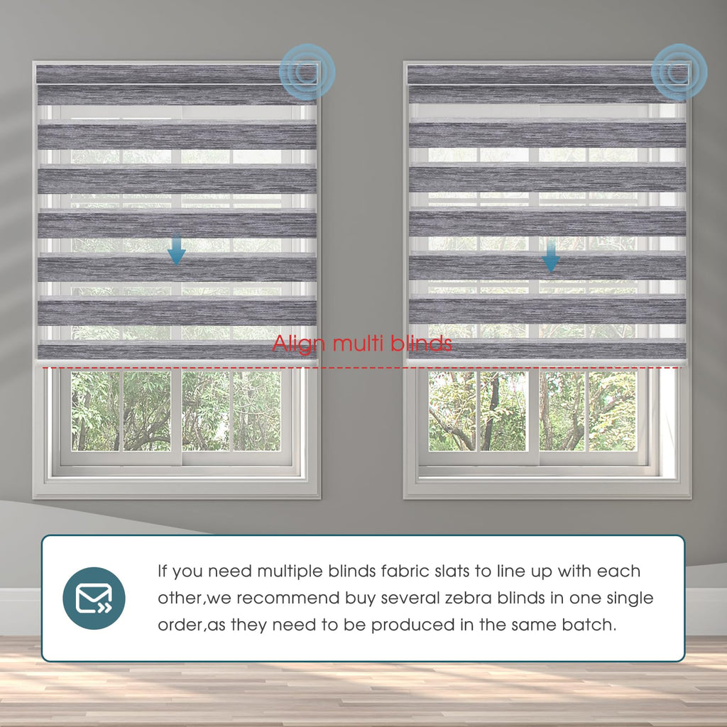 Motorized Zebra Blinds with Remote Control, Gorgeous Light Grey