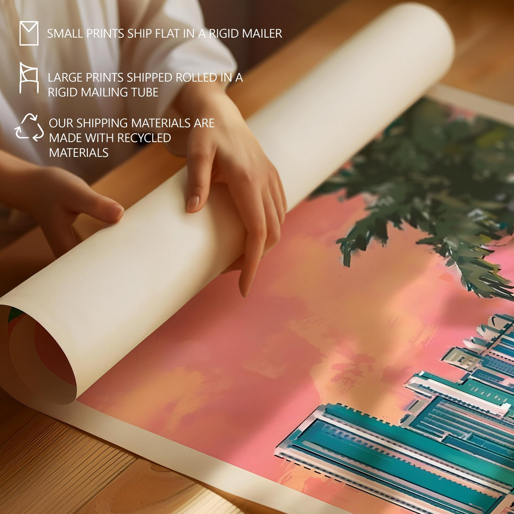 Miami Vintage Travel Poster, Premium Giclee Fine Prints - Modern Aesthetic Wall Decoration, Eclectic Trendy Boho