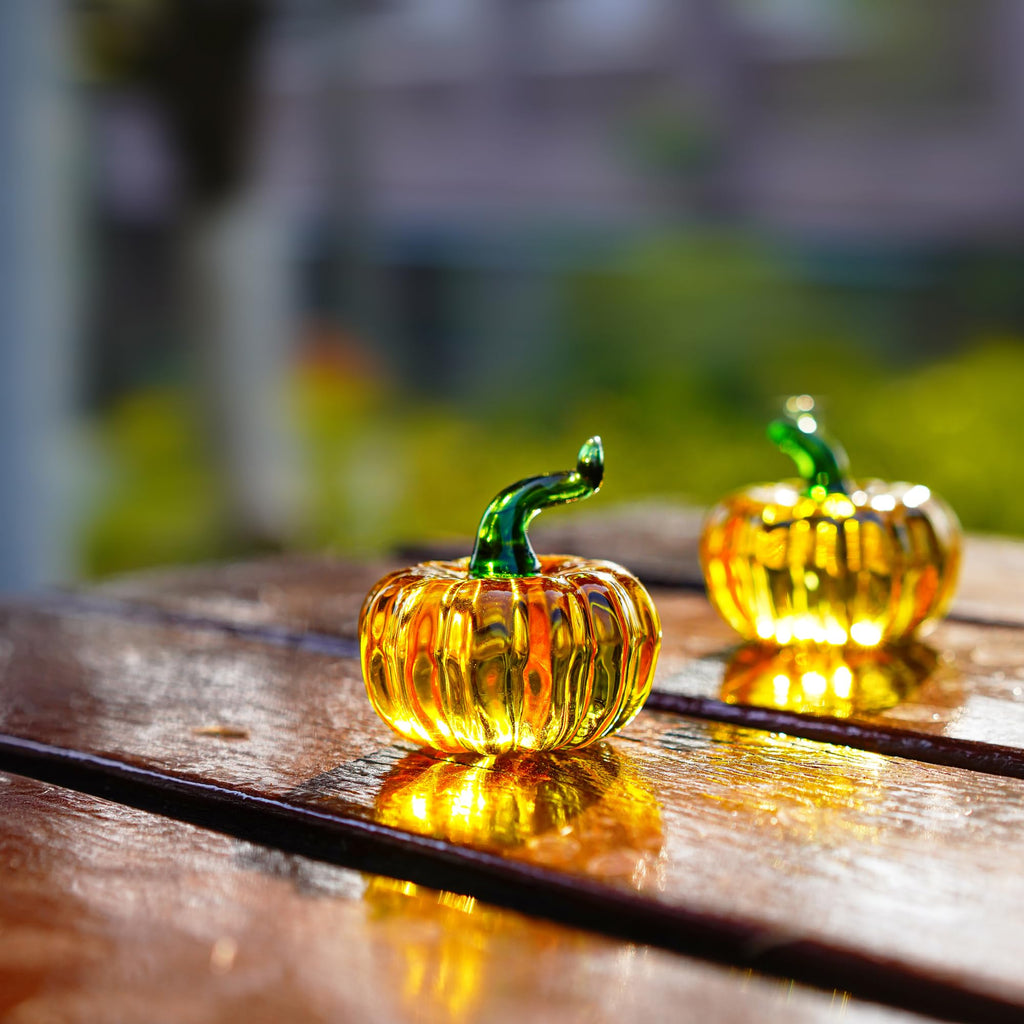 6-Piece Mini Glass Pumpkin Figurines for Decorating, Pumpkins Fall Decor