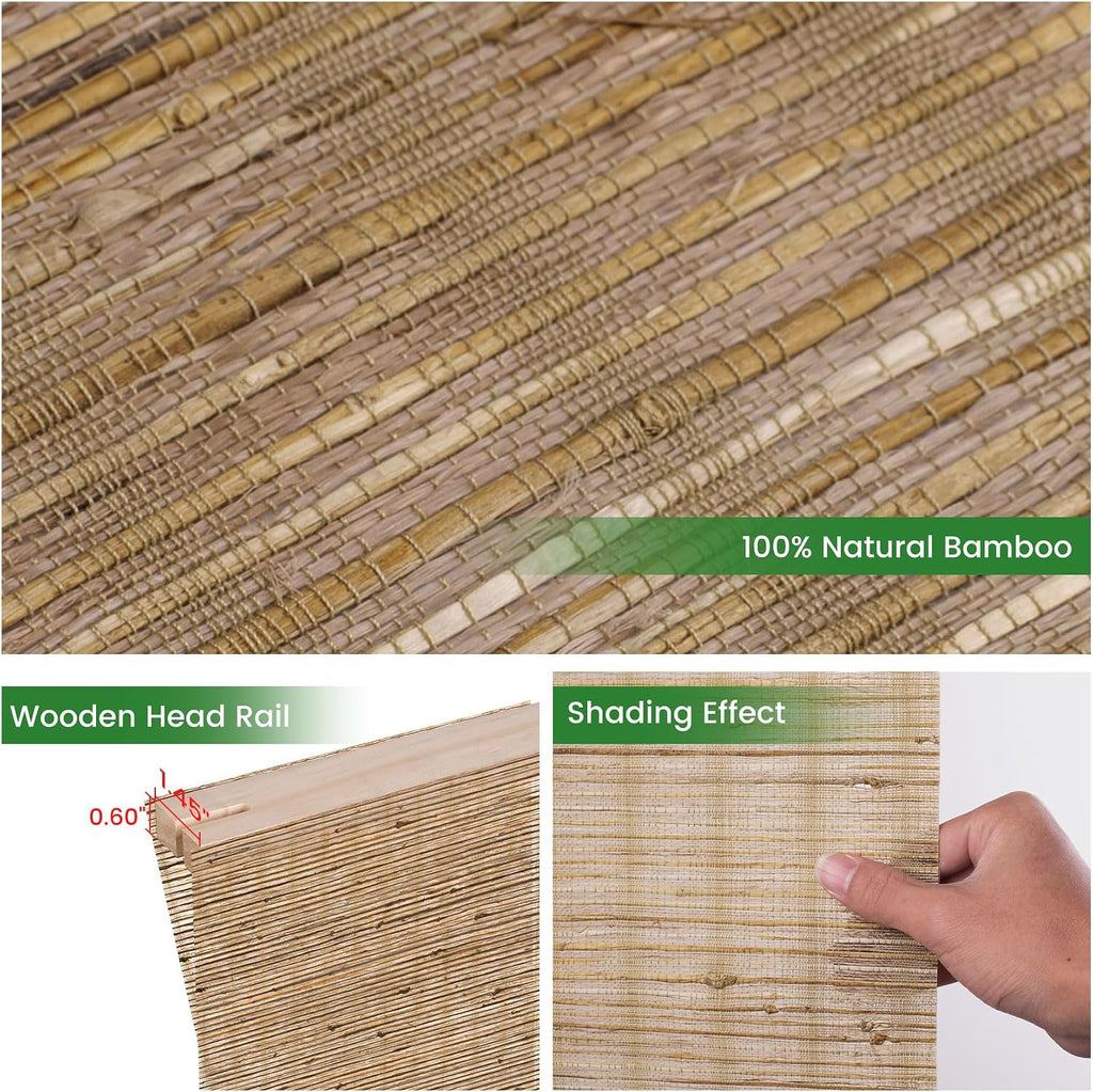 Roman Shades for Windows Light Filtering, Natural Jute Woven Roman Blinds Customized Roman Window Shades,Room