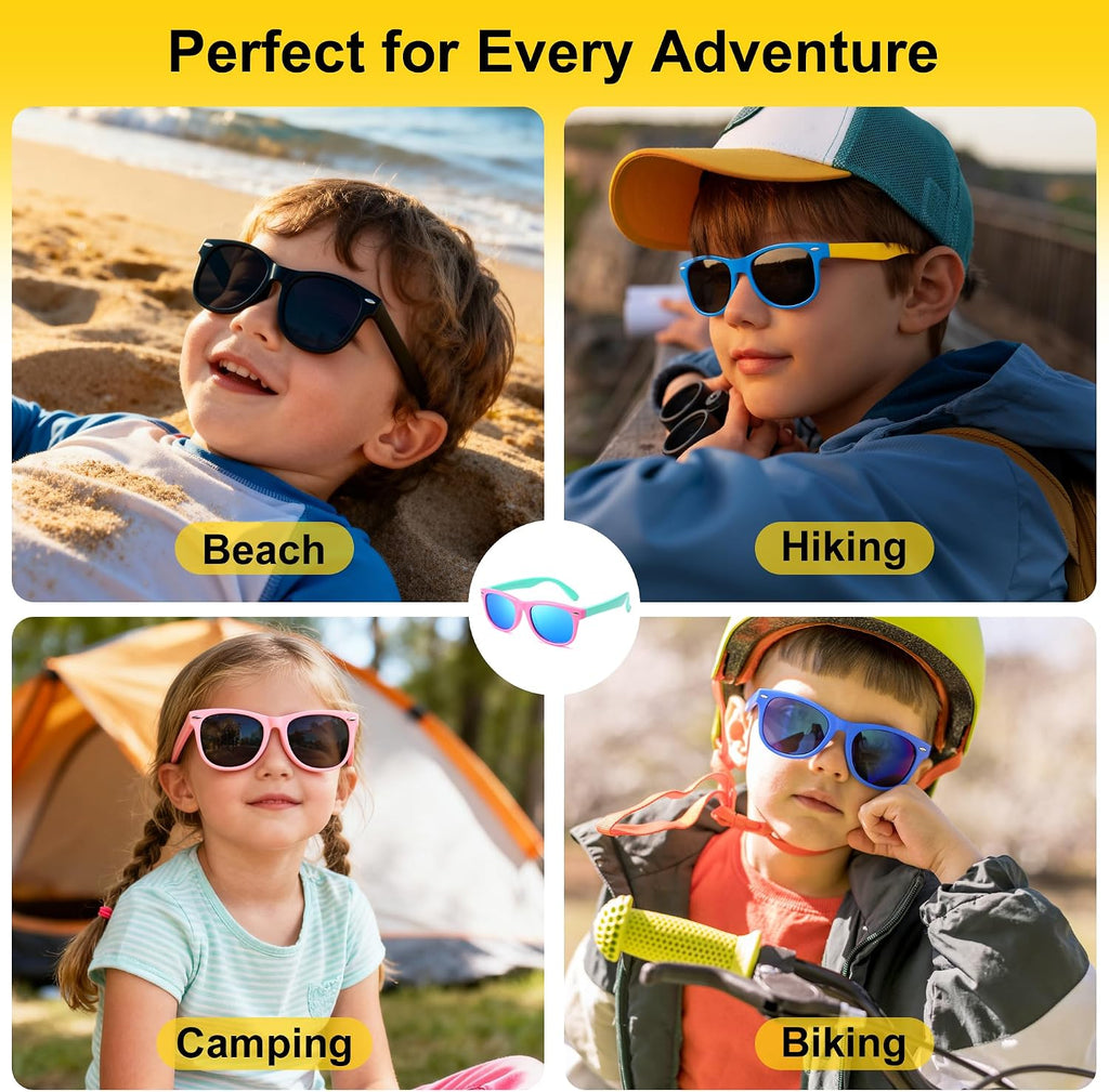 Kids Polarized Sunglasses for Boys Girls, Flexible TPEE Frame