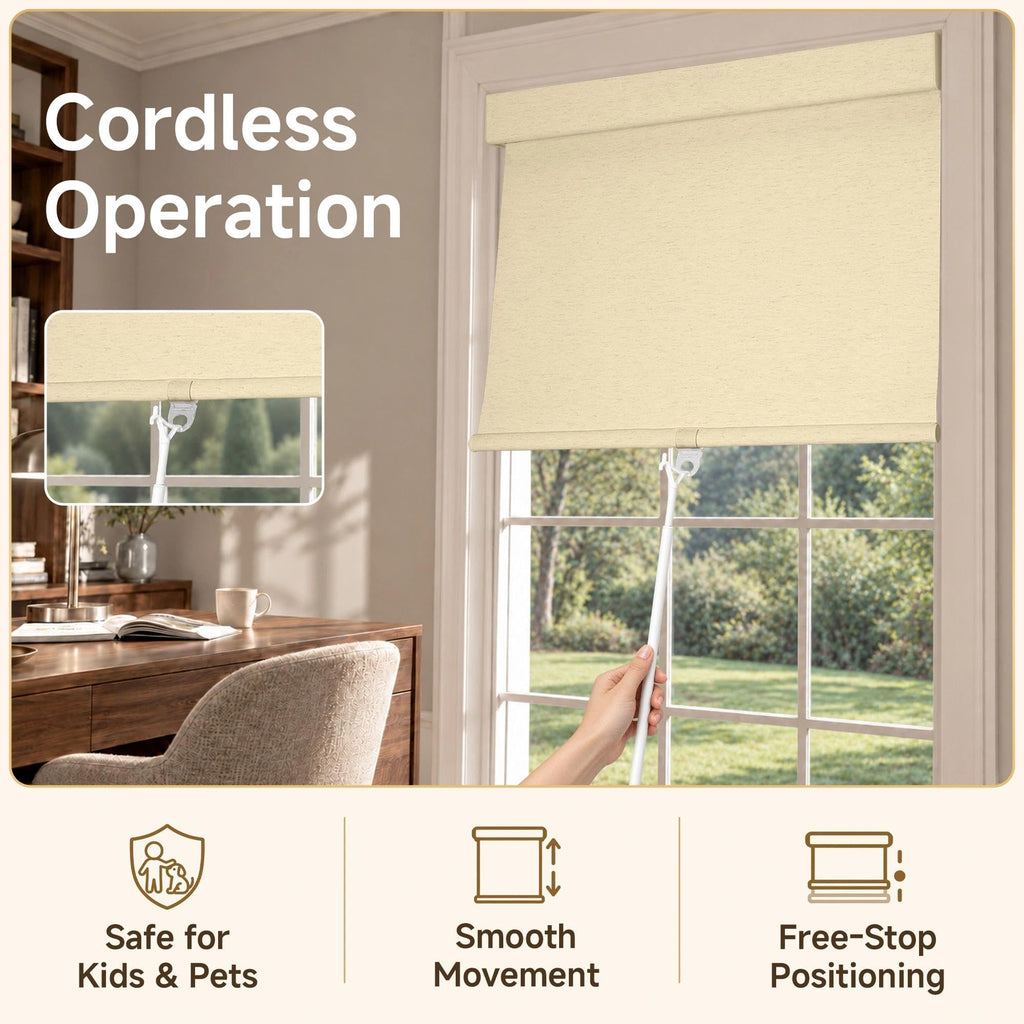 Cordless Blackout Roller Shades, Cream