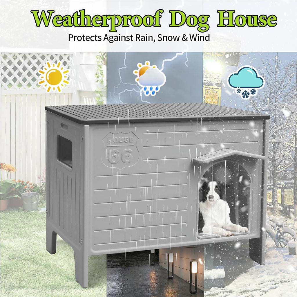Dog House Outdoor Weatherpoof Plastic Large Dogs Houses Indoor