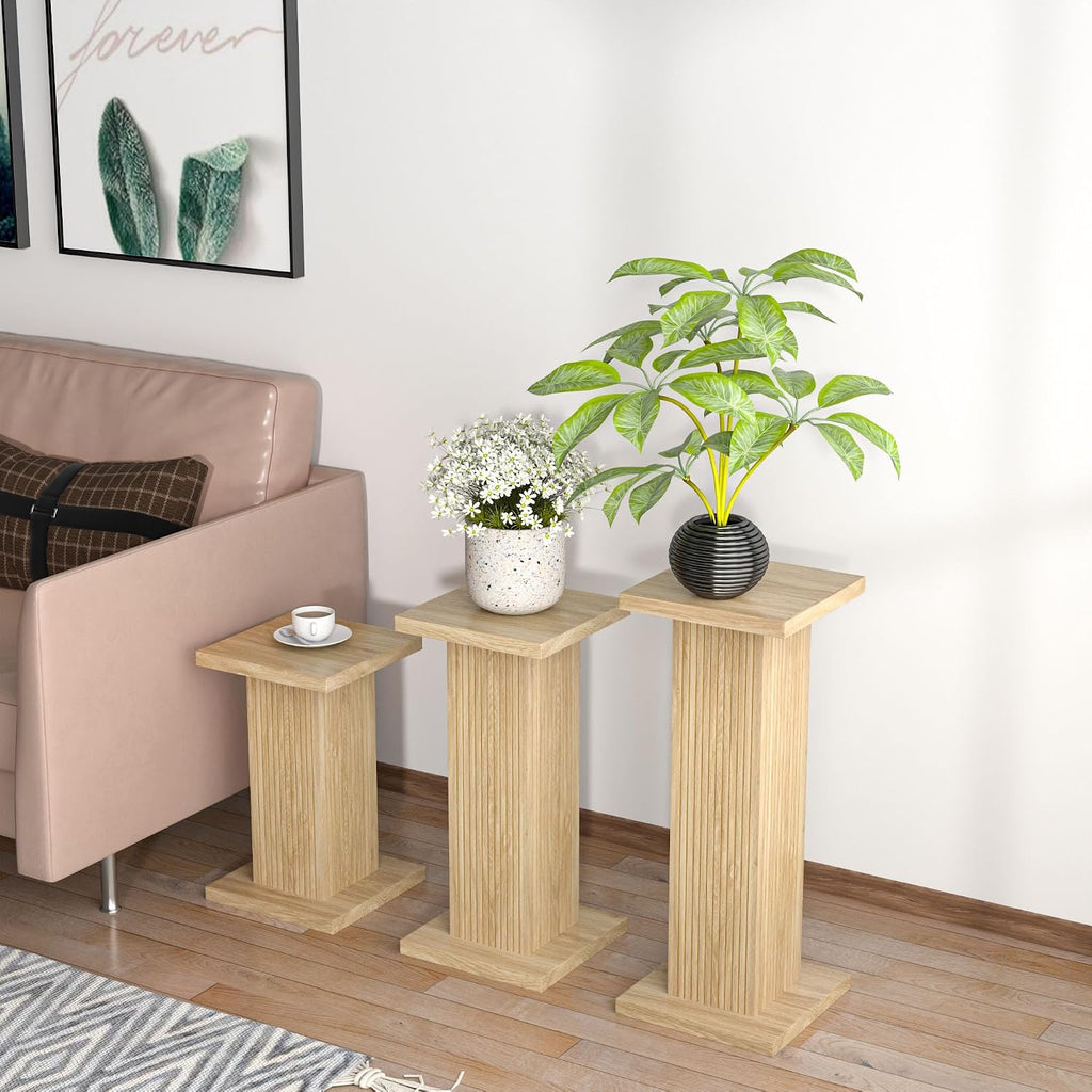 Tall Plant Stand for Indoor,set of 3 Corner Plant Stand for Multiple Plants | Wood Pedestal Stands Flower Party Cake