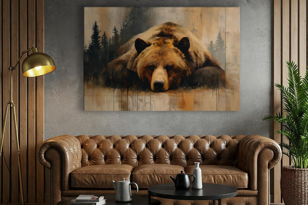 Wildlife Canvas Prints - Wild Animals Home Decor - Medium, Large, and Extra Large Wall Art (Grizzly Repose, L x