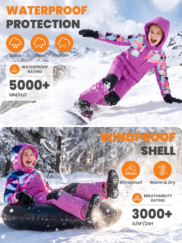 Piece Kids Snowsuit, Waterproof Ski Jacket & Bib Pants